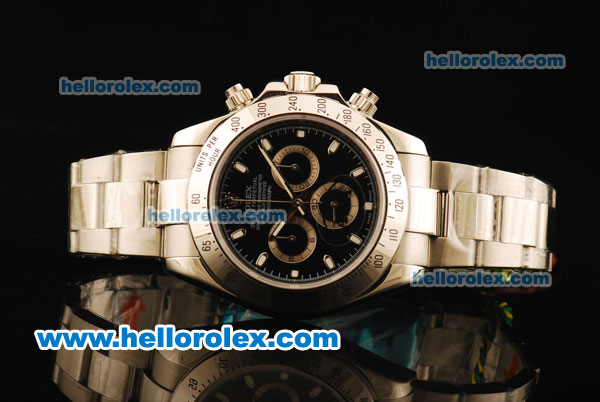 Rolex Daytona II Chronograph Swiss Valjoux 7750 Automatic Movement Full Steel with Black Dial and White Markers - Click Image to Close